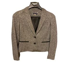 Tommy Hilfiger Blazer Women's 4 Gray Knit Elbow Pads Business Attire Jacket